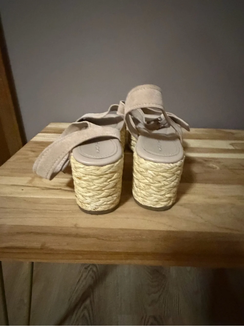 Marc Fisher Nude Suede Espadrille Platform Sandals